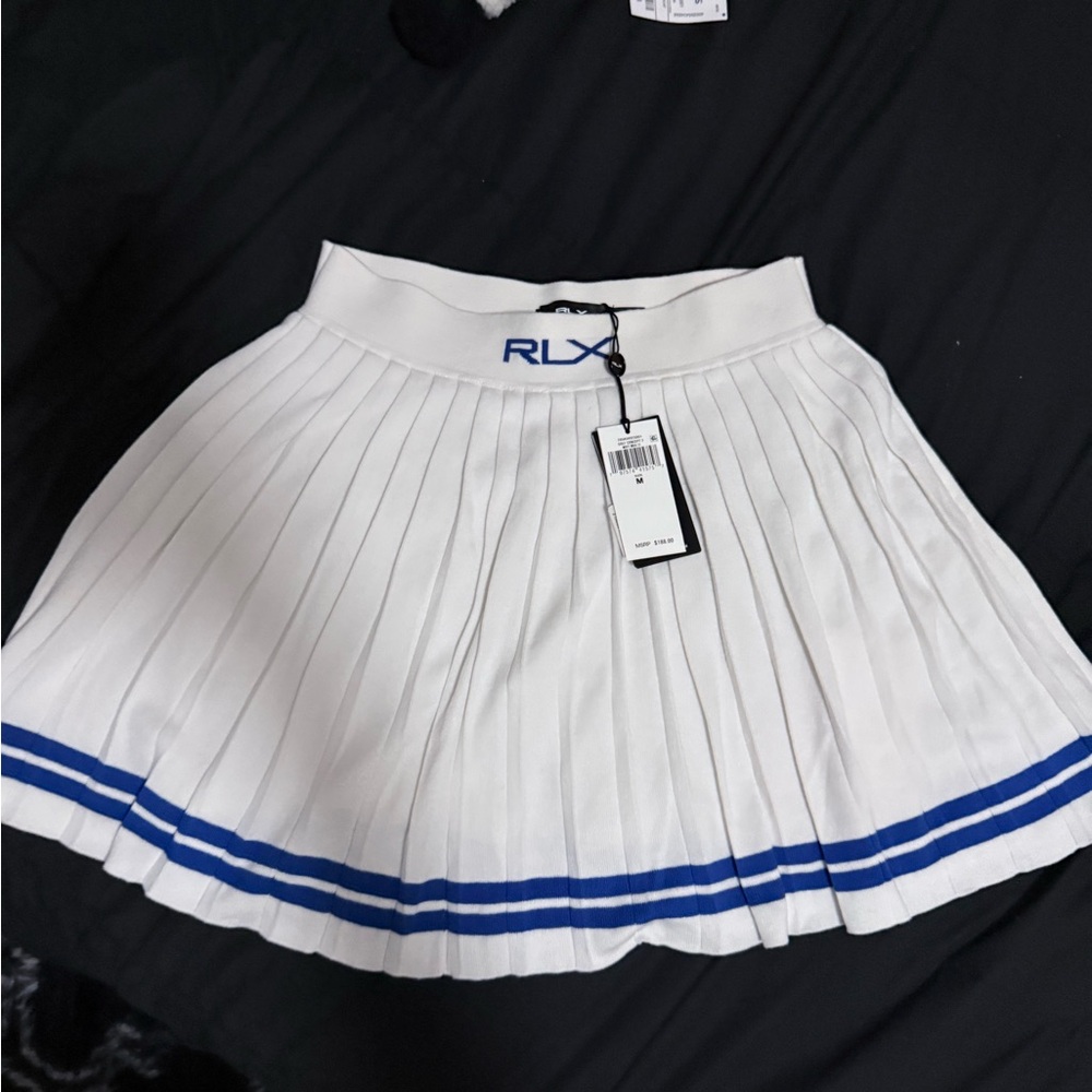 RLX Ralph Lauren White Mini Skirt with Blue Accents